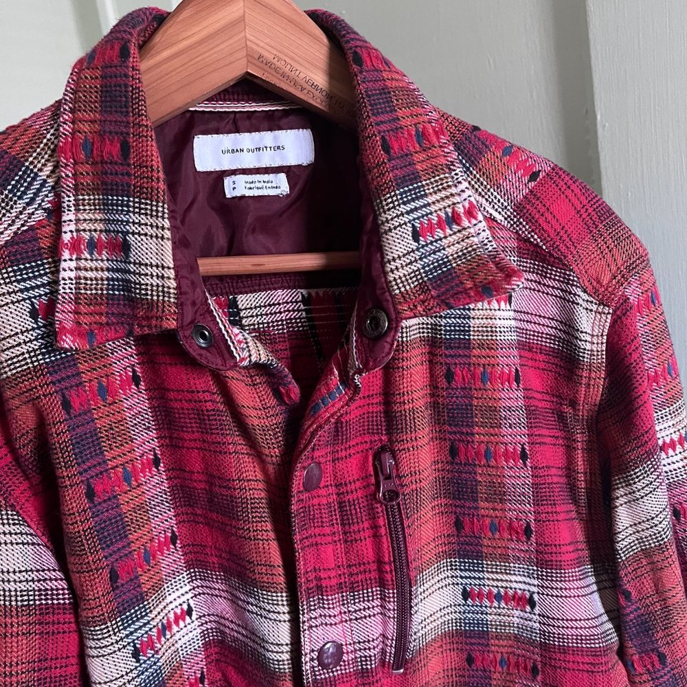 Urban Outfitters Plaid Button Up Shirt Jacket - Red/Black